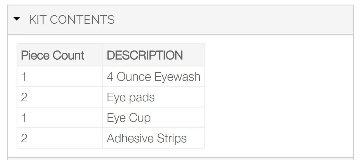 10 Piece Eye Wash Kit - 4 Oz. Eyewash, Eye Pads & Adhesive Strips, 1 Set/Box - W-7-600
