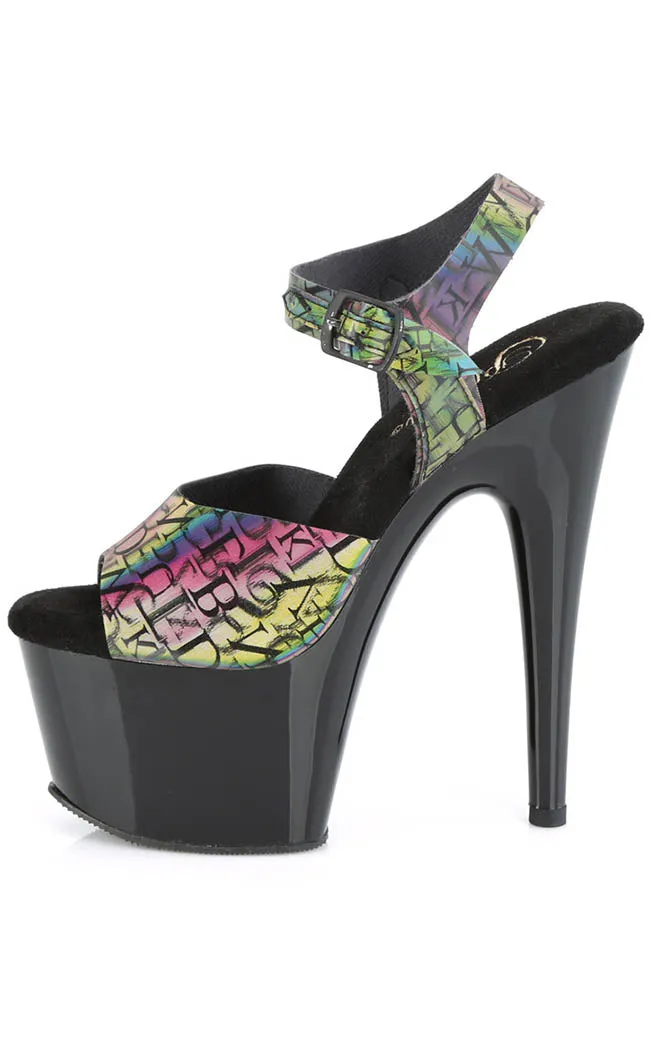 ADORE-708N-LTP Green-Purple Platform Heels