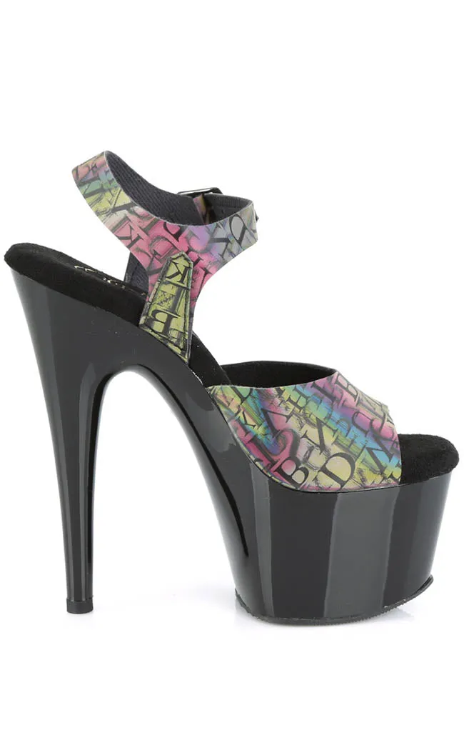 ADORE-708N-LTP Green-Purple Platform Heels