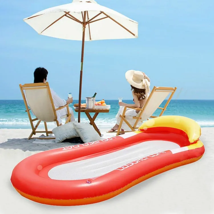Adult Floating RowLounge Chair Water Toy Inflatable Bed with Armrest Hammock Back, Size: 160 x 90cm(Noble Blue)
