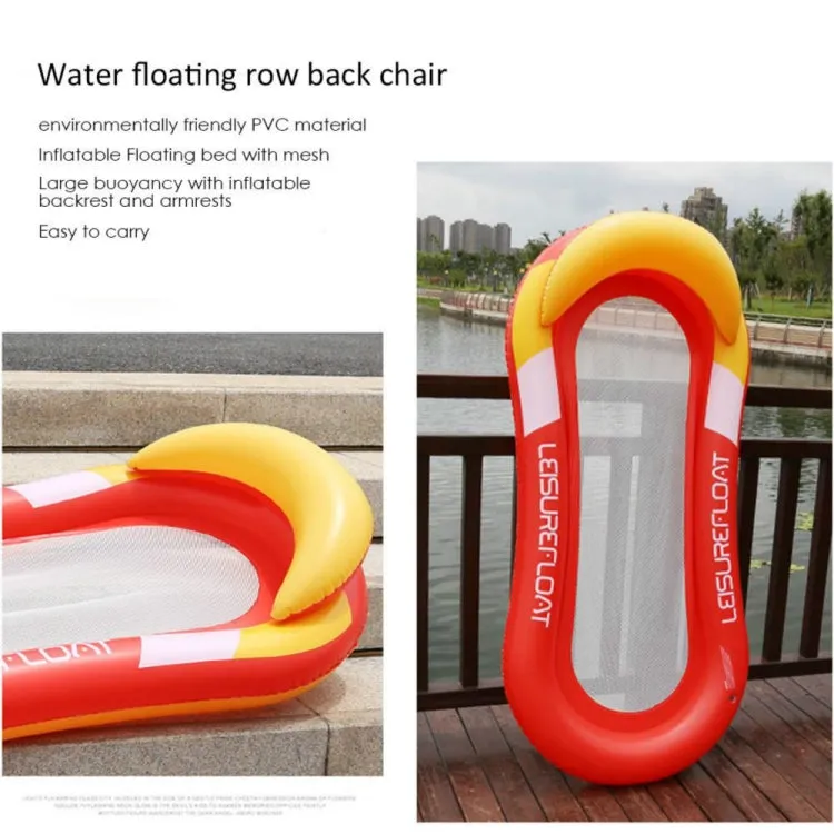 Adult Floating RowLounge Chair Water Toy Inflatable Bed with Armrest Hammock Back, Size: 160 x 90cm(Noble Blue)