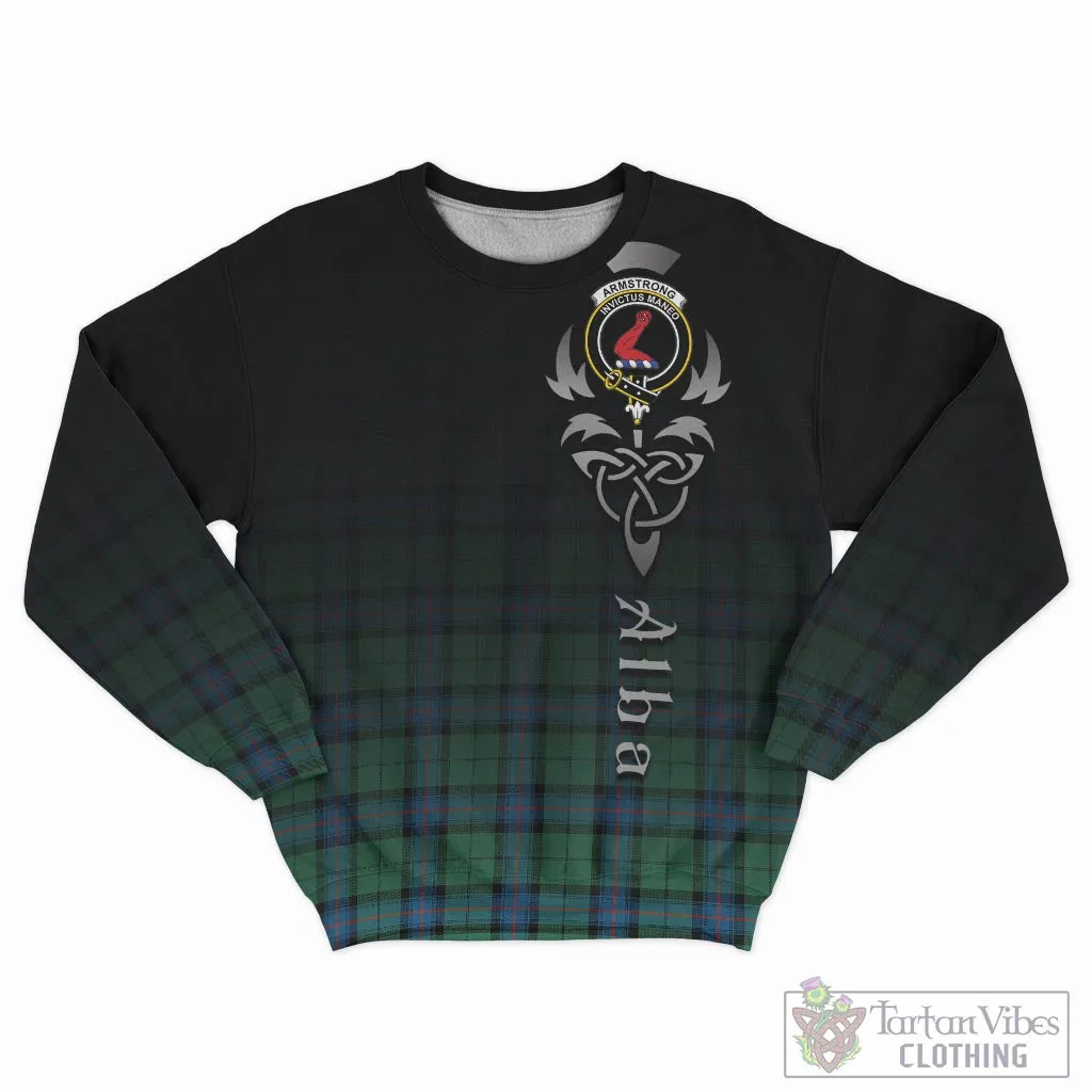 Armstrong Ancient Tartan Sweatshirt Featuring Alba Gu Brath Family Crest Celtic Inspired