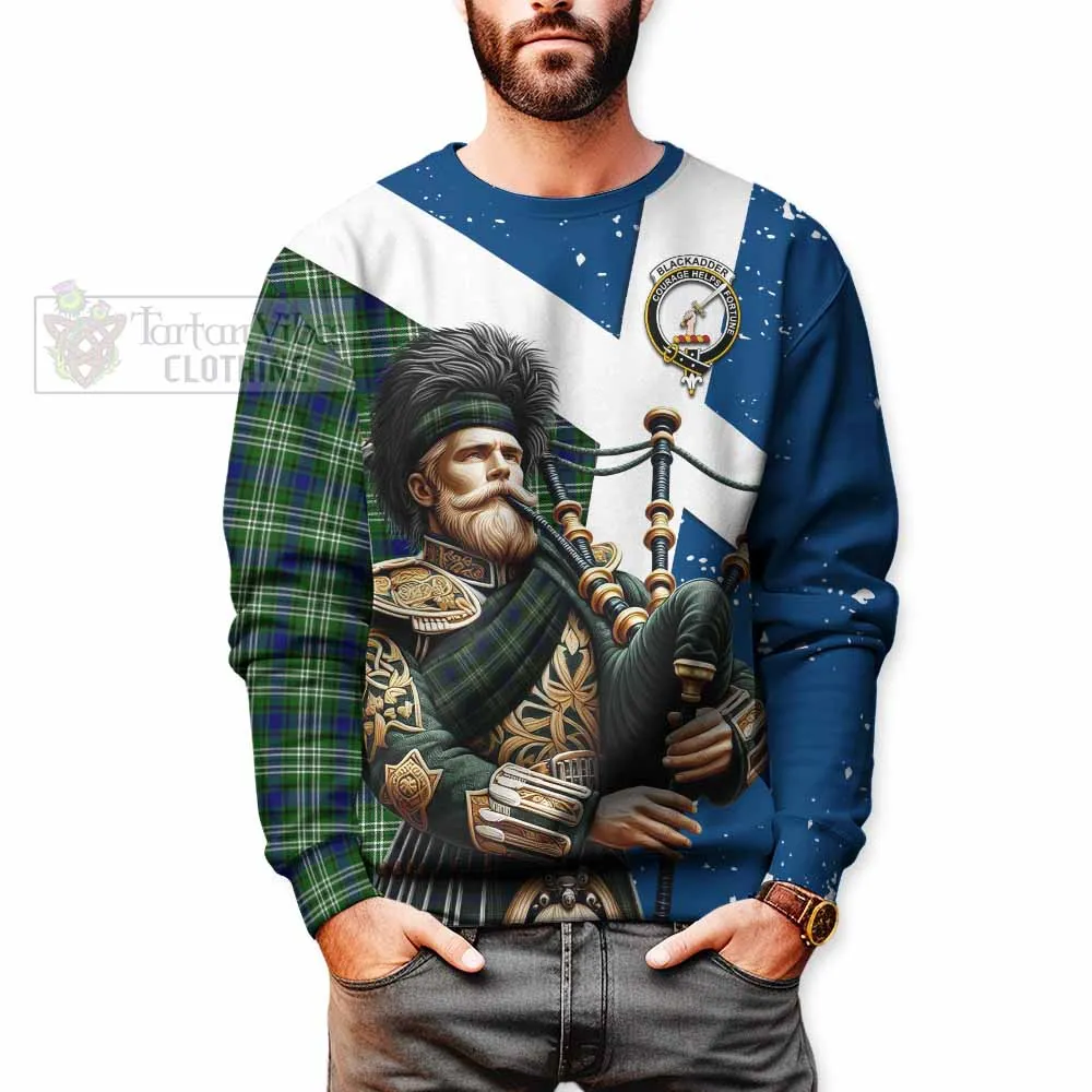 Blackadder Tartan Sweatshirt with Family Crest Scottish Bagpiper Vibes