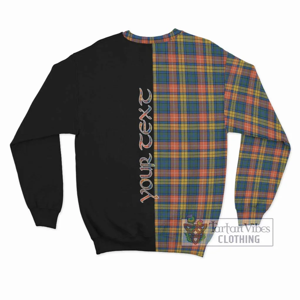 Buchanan Ancient Tartan Sweatshirt with Family Crest and Half Of Me Style