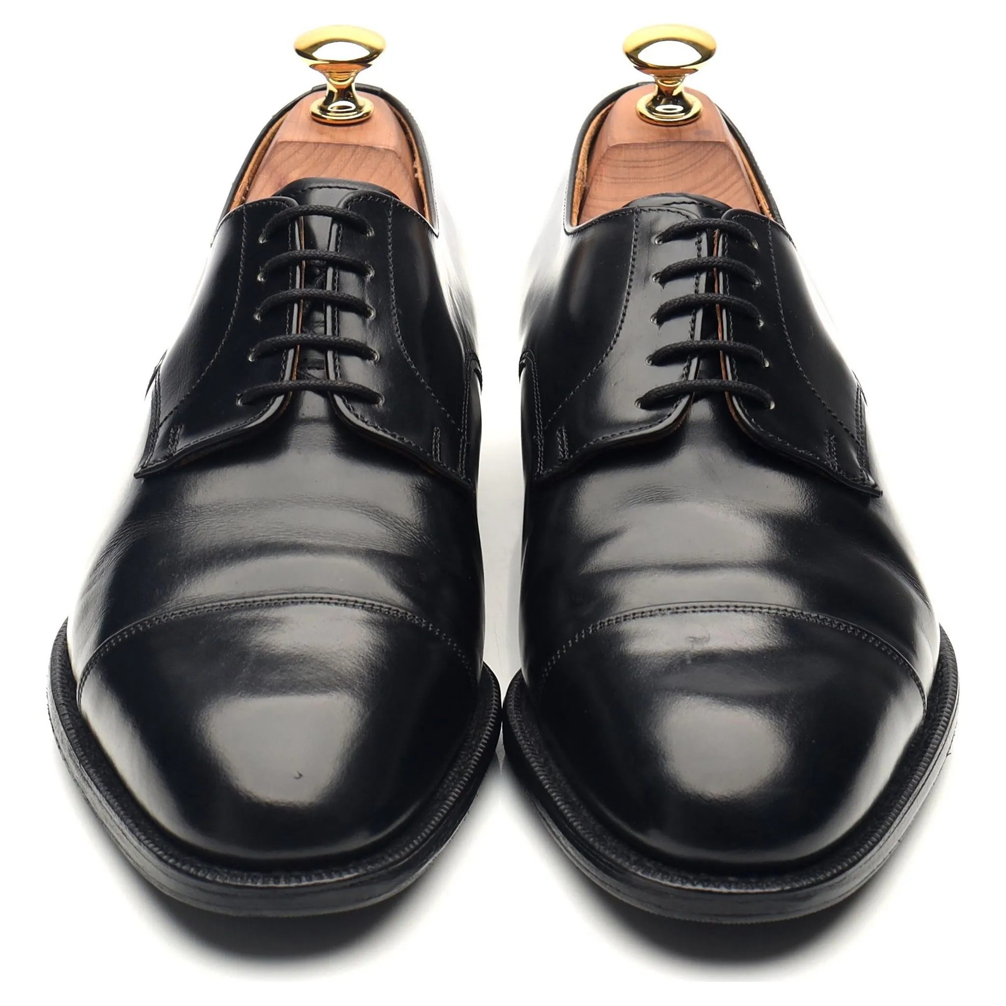 'Burford' Black Leather Cap Toe Derby UK 6 G