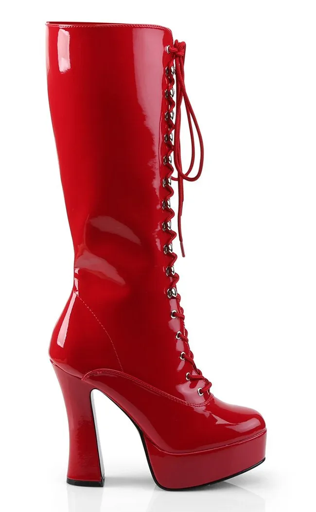 ELECTRA-2020 Red Patent Knee High Boots