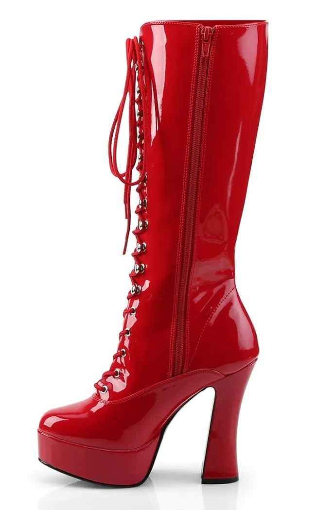 ELECTRA-2020 Red Patent Knee High Boots