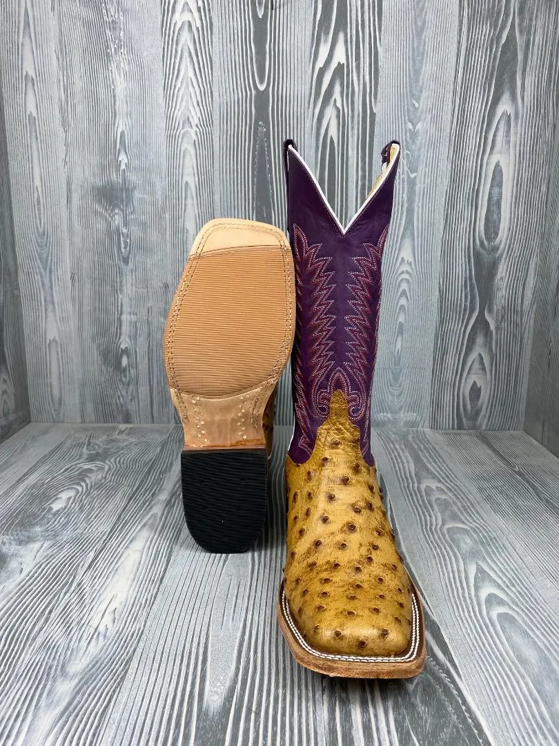 Men's Anderson Bean Umber Bruciato Full Quill Ostrich with 13" Violet Buffamonte Tops