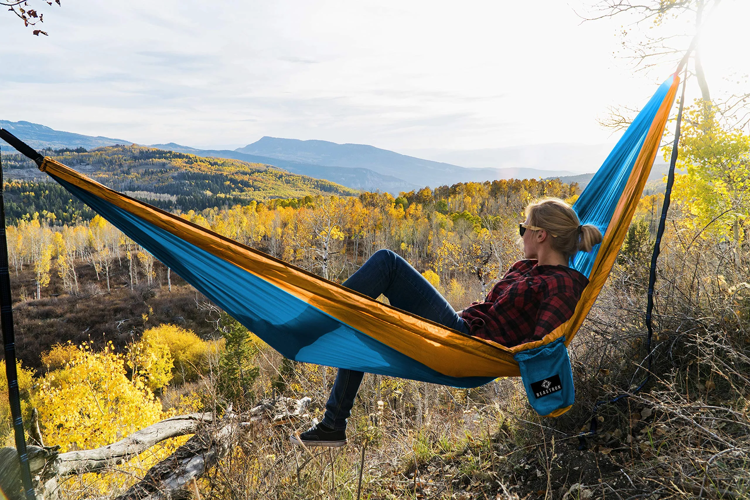 Parachute Nylon Double Camping Hammock with Tree Straps - Beastron