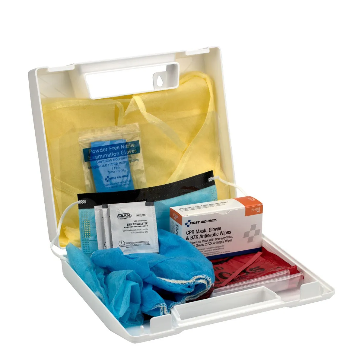 Personal Protection Kit, BBP (Blood Borne Pathogen) Spill Clean Up Apparel Kit With CPR Pack, Plastic Case - BS-FAK-213-F-1-FM