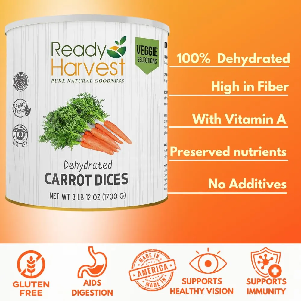 Ready Harvest Dehydrated Carrots - 25 Year Shelf Life - #10 Can