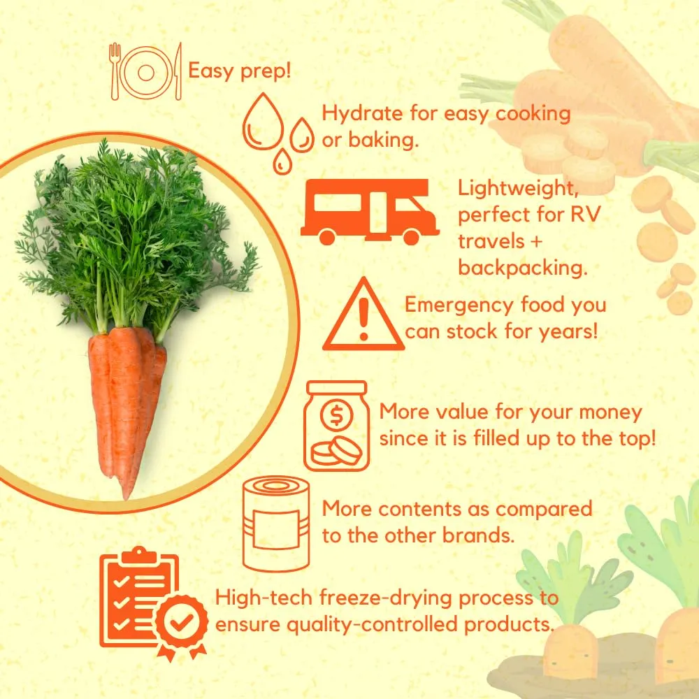 Ready Harvest Dehydrated Carrots - 25 Year Shelf Life - #10 Can