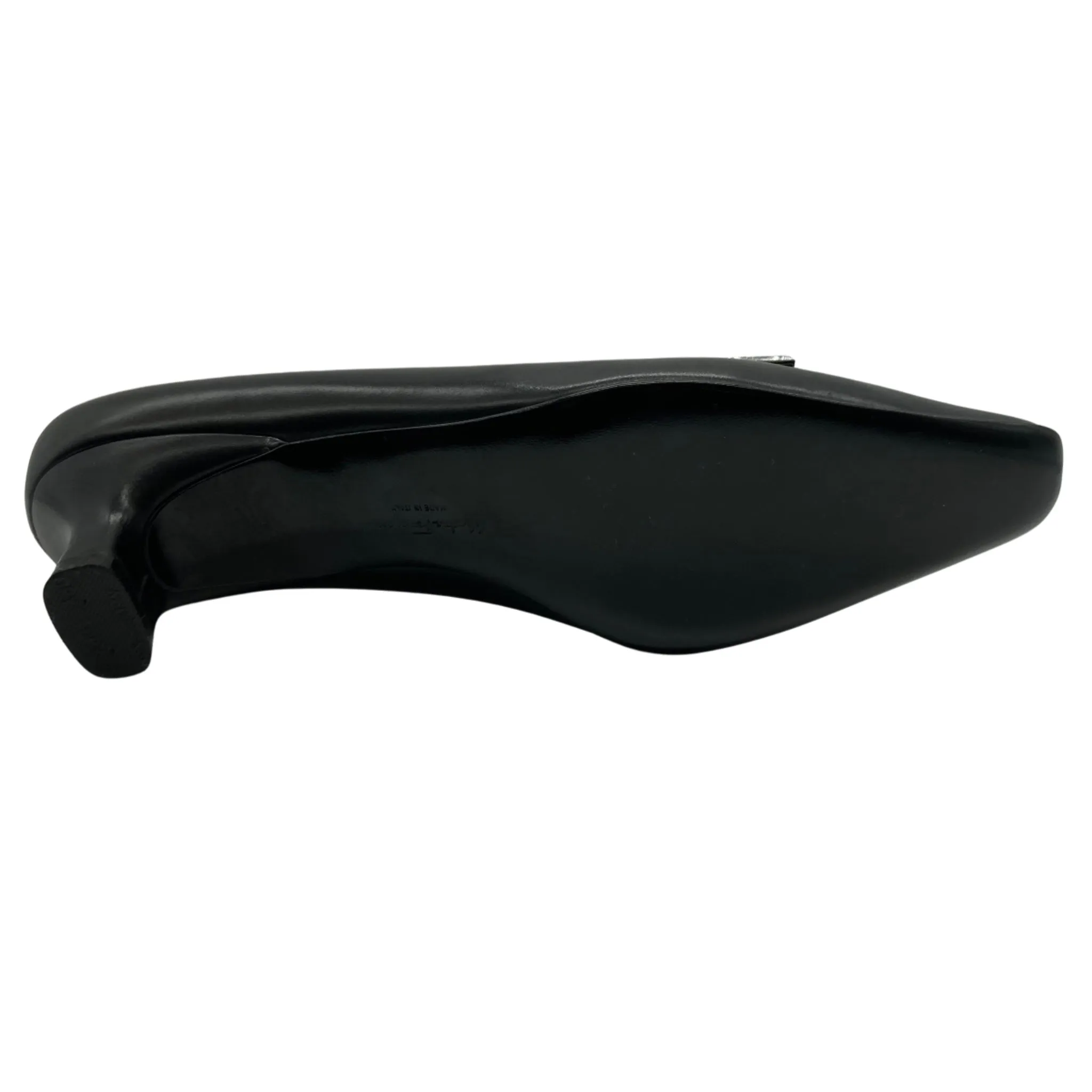 Salvatore Ferragamo Black Leather Kitten Heels