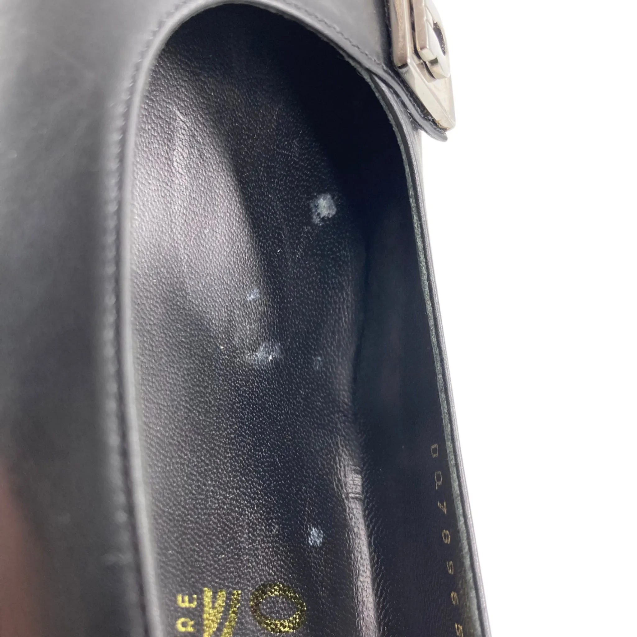 Salvatore Ferragamo Black Leather Kitten Heels