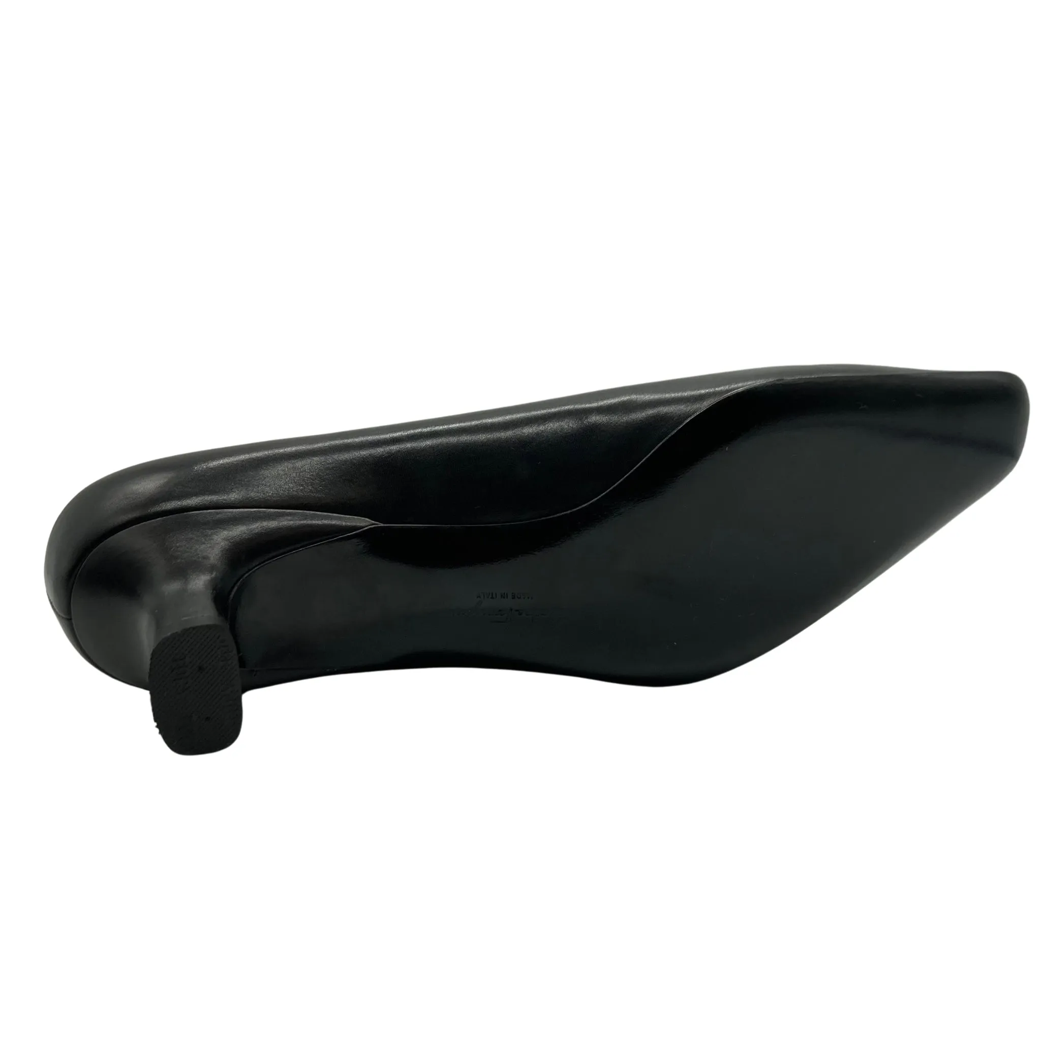 Salvatore Ferragamo Black Leather Kitten Heels