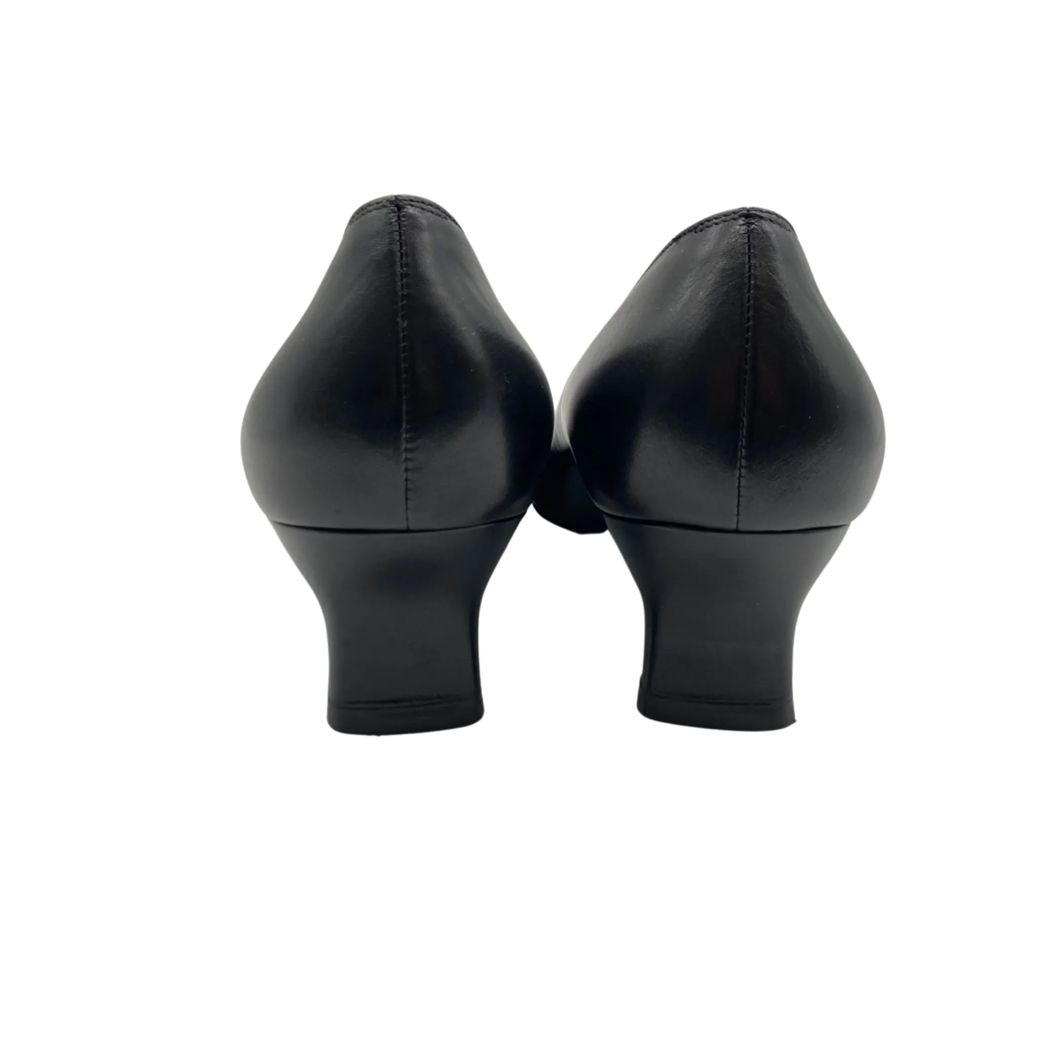 Salvatore Ferragamo Black Leather Kitten Heels