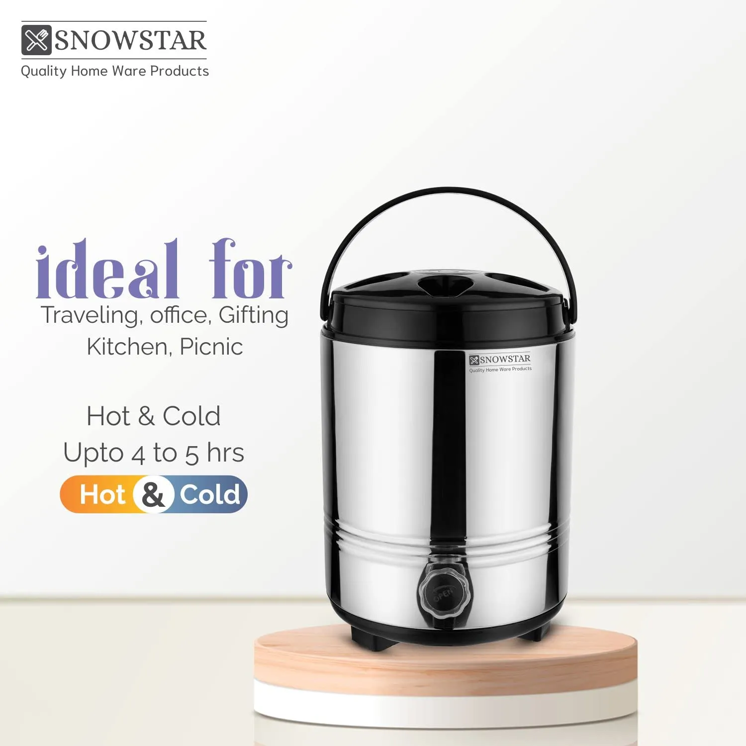 SNOWSTAR® 5 Liters Unbreakable Insulated Water Jug Bottle I 100% Food Grade BPA Free for Travels Home Office Hotel Hospital Picnic Sports I Hot and Cold