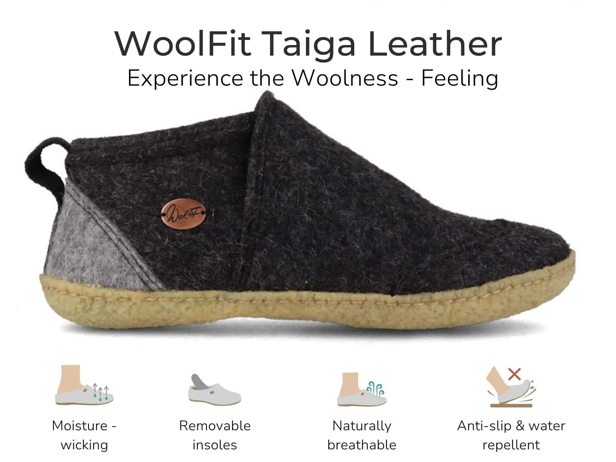 WoolFit Taiga | Felt Slipper Boots with Rubber Sole